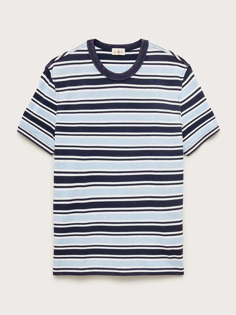 J. CREW Washed piqué T-shirt in stripe in Blue (Multi) Size M NWD $79.50 CT742